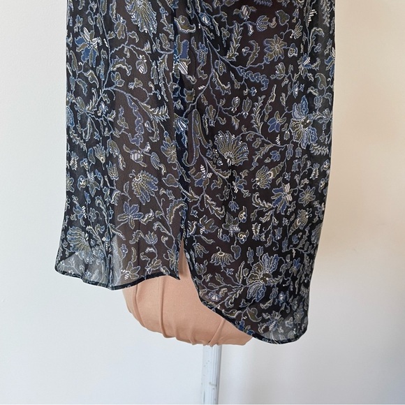 Veronica Beard Penny Floral-Print Black Multi Silk-Chiffon Habotai Blouse EUC 0 - Picture 10 of 12
